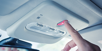 Roter Notruf-Knopf im Fahrzeug